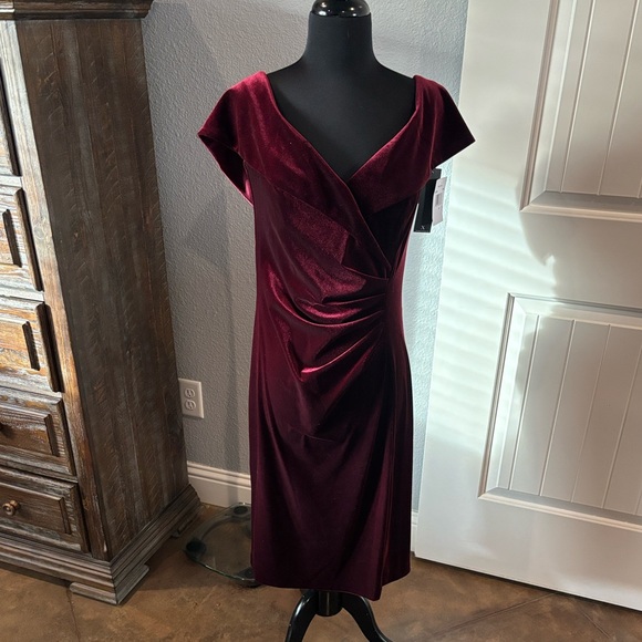 Xscape Strapless Velvet Burgundy Dress - Picture 6 of 6